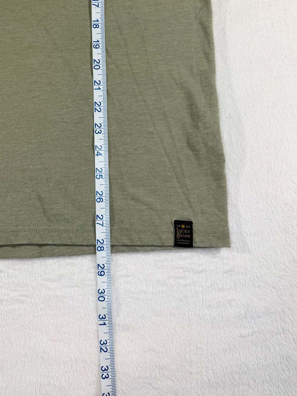 Lucky Brand Venice Burnout Short Sleeve Henley Shirt Army Green Large - Picture 7 of 7